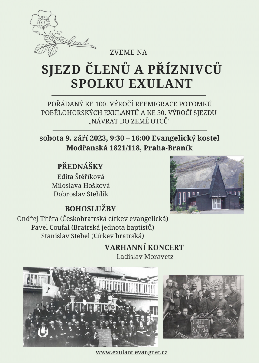 Pozvánka: Sjezd členů a příznivců spolku Exulant (září, Praha-Braník)